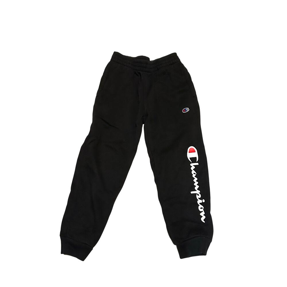 Champion Boys Size Small 8 Black Fleece Logo Sweatpants Joggers